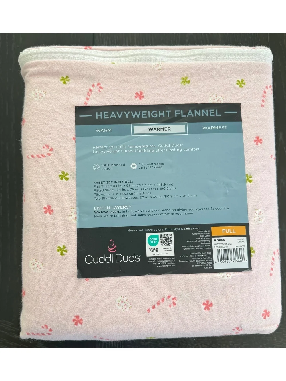 Cuddl Duds Heavyweight Flannel Pink Candy Scatter Sheet Set